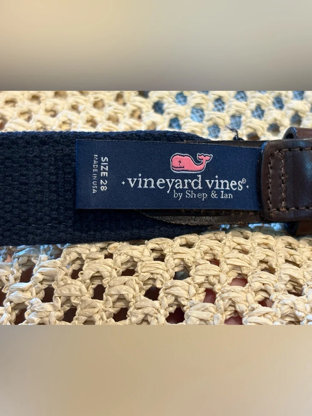 Vineyard Vines Vineyard Whale Canvas Club Belt navy size 28 excellent condition